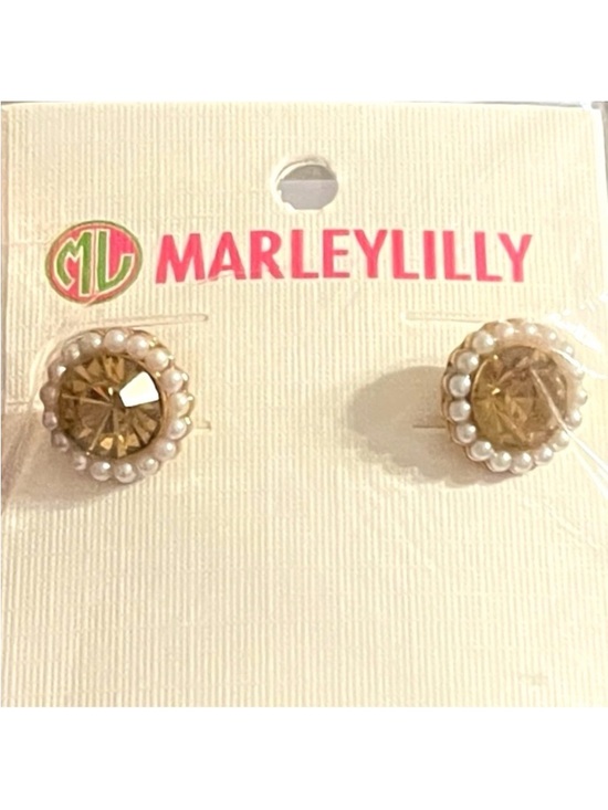 Marley Lilly Jewelry - NWT Marley Lilly Earrings Gold Yellow Gem Stone and Pearls